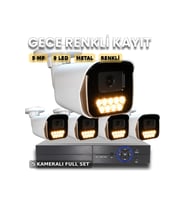 🛡️ Geniş Alan Gözetim: MEGA-5X™ Renkli Gece, Metal Kasa AI Güvenlik Paketi