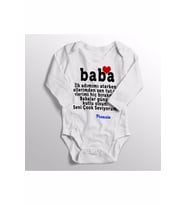 Baba İlk Adımımı Atarken Ellerimden Sen Tut Prensin Baskılı Bebek Zıbını Body