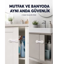 Northcity 2'li Dolap ve Çekmece Güvenlik Kilidi Seti - Çocuk Güvenliği ve Temizlik İlaçları Koruması