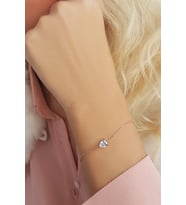 Vaoov 925 Ayar Gümüş Damla Taşlı Bileklik (Gold)