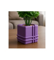 Alvera Square Planter – 3D Baskı Izgara Desenli Küp Saksı-Mor