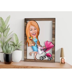 BK Gift Kişiye Özel Ev Hanımı Karikatürlü 3D Ahşap Tablo, Sevgiliye Hediye, Arkadaşa Hediye, Yıl Dönümü Hediyesi, Doğum Günü Hediyesi-1