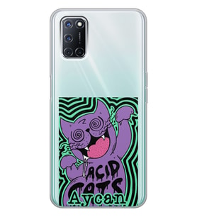 Oppo Çatlak Kedi Tasarımlı Şeffaf Telefon Kılıfı