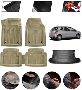 Toyota Yaris 2005-2013  Uyumlu Paspas Araca Özel Bagaj Havuzu MBS Bej