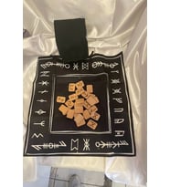 Rune Semboli Taşları Run Taşları Örtüsü Sunak Nordic Runes Örtüsü Sunağı ve Taşları Seti