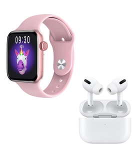 HW22 Plus Pembe Akıllı Saat Airpods Pro Anc Özellikli Bluetooth Kulaklık
