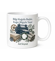 Kağıt Sanayi Matbaa Sektörü Yayıncılık Dünyası Temalı Porselen Kupa Bardak Hediye