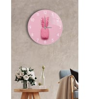 Çap 27 cm Pembe Ananas Dekoratif Cam Saat
