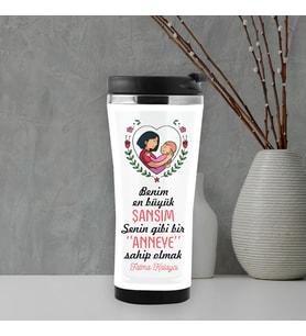 Anneye Hediye En Büyük Şansım Termos Mug