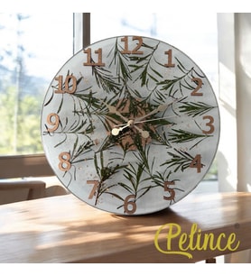 Epoksi Reçine Duvar Saati - Lavanta Yaprağı - Çapı: 30 cm (Çok Renkli)