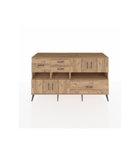 Kronos Konsol 5 Raflı 4 Çekmeceli 4 Kapaklı 176x59x99 Çam-Çam