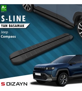 S-Dizayn Jeep Compass 3 S-Line Siyah Yan Basamak 193 Cm 2025 Üzeri A+ Kalite