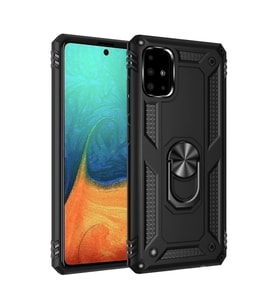Samsung Galaxy A71 Kılıf Sofya Yüzüklü Silikon Kapak - Siyah