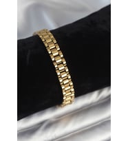 316L Çelik Gold Renk 9 mm Kalınlık Erkek Bileklik 5886 - SSSSSS4876-6097