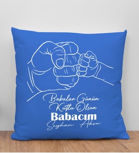BK Gift Kişiye Özel İsimli Babalar Günü Tasarımlı Mavi Kırlent Yastık-8 Babaya Hediye, Ev Dekorasyonu, Babalar Günü Hediyesi