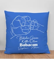 BK Gift Kişiye Özel İsimli Babalar Günü Tasarımlı Mavi Kırlent Yastık-8 Babaya Hediye, Ev Dekorasyonu, Babalar Günü Hediyesi