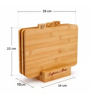 BK Gift Triple 4 Parça Ayaklı Bambu Kesme Tahtası Seti 28 cm – Doğal Bambu Doğrama ve Sunum Tahtası