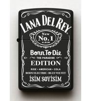 Lana Del Rey Desenli Kişiye Özel İsimli Siyah Benzinli Metal Çakmak