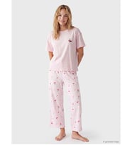 LCW Young Pembe Kiraz Baskılı Kadın Pijama Takım