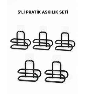 Siyah Metal Wc Kağıtlık Yapışkanlı Tuvalet Kağıdı Rulo Tutucu 5 Adet Avantajlı Set