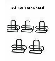 Siyah Metal Wc Kağıtlık Yapışkanlı Tuvalet Kağıdı Rulo Tutucu 5 Adet Avantajlı Set