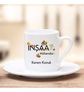İnşaat Mühendisi Türk Kahvesi Fincanı (Beyaz)