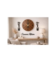 Salon duvar saati 40 cm çiçekler 30 cm Canım Ailem temalı no34