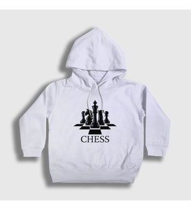 Presmono Unisex Çocuk Beyaz Board Chess Satranç Kapüşonlu Sweatshirt 331068tt