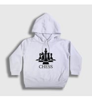 Presmono Unisex Çocuk Beyaz Board Chess Satranç Kapüşonlu Sweatshirt 331068tt