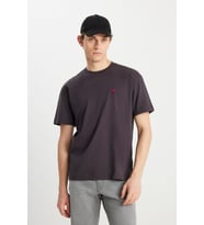 Small Logo Bisiklet Yaka T-shirt Faded Black