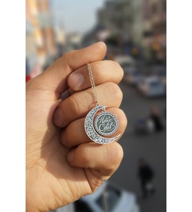 925 Ayar Gümüş İsimli Hilal Figürlü Kolye