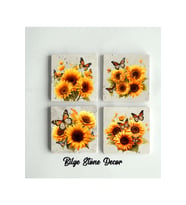 bilge tasarım Stone Decor Taş Bardak Altlığı 4'lü Set 10x10x1 Cm desenli