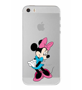 Apple iPhone 5S Uyumlu Kamera Korumalı Tıpalı  Kapak Minnie Mouse TasarımlıŞeffaf Kılıf