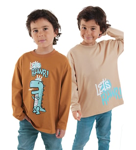 Let's Rawr Erkek Çocuk 2'li Paket T-shirt (Çok Renkli)