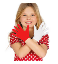 Gösteriler İçin 1 Çift Kırmızı Beyaz Pandomim Eldiveni Çocuk Boy
