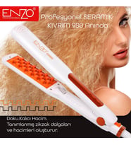 Enzo Professional Seramik Plaklaı Saç Kıvırıcı ve Hacım Virici TE30144 (Beyaz)