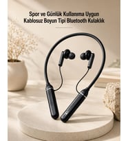 Kablosuz Boyun Tipi Bluetooth Kulaklık Mikrofonlu Spor Ve Günlük Kullanıma Uygun