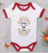 BK Kids Kişiye Özel Daddy's Girl Tasarımlı Kırmızı Bebek Body Zıbın-1