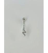 Rodyum Zirkon Taşlı Çelik Göbek Bar Uzunluğu : 13 Mm / Bar Kalınlığı 1.41 Mm / - Pg0031