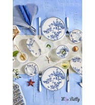 22 Parça 6 Kişilik Blue Life Kahvaltı Takımı Porselen New