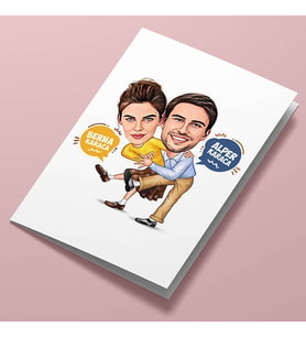 Kişiye Özel Dans Eden Mutlu Çiftler Karikatürlü Tebrik Kartı