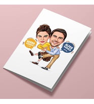 Kişiye Özel Dans Eden Mutlu Çiftler Karikatürlü Tebrik Kartı