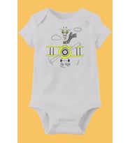 Unisex Bebek Beyaz Organik Baskılı Pamuklu Body