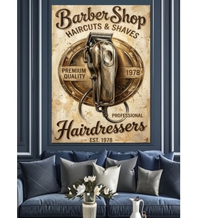 Barber Shop Karizmatik Berber Posteri Dekoratif Kanvas - Mdf Ahşap Tablo