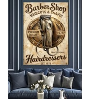 Barber Shop Karizmatik Berber Posteri Dekoratif Kanvas - Mdf Ahşap Tablo