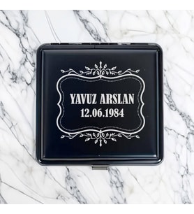 Gravürlü İsme Özel Şık Siyah Sigara Tabakası