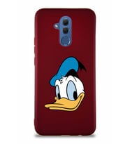 Huawei Mate 20 Lite Soft Premier Kapak Donald Duck-B Tasarımlı Silikon Kılıf - Mürdüm (Şeffaf)