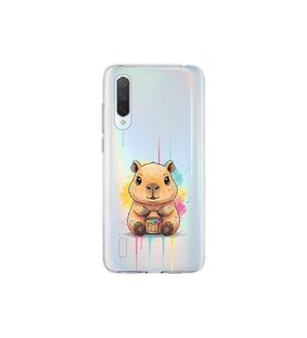Xiaomi Mi 9 Lite ile Uyumlu Splash Kapibara Tasarımlı Şeffaf Silikon Kılıf