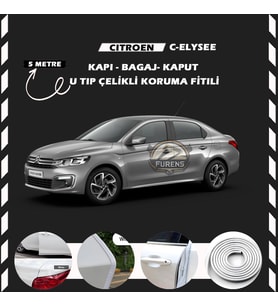 Citroen C-Elysee Oto Araç Kapı Koruma Fitili 5metre Parlak Beyaz Renk