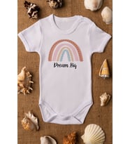 Rainbow Dream Big Organik Baskılı Beyaz Çıtçıtlı